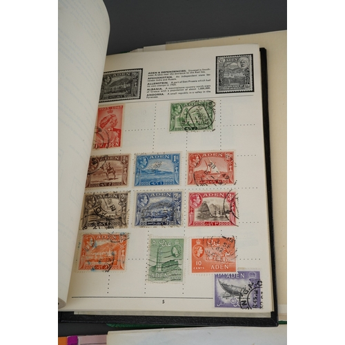 346 - Assorted stamps to include: two Albums, one small green with stamps, 11 Philatelic Bulletin guides, ... 