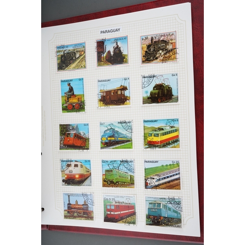 347 - A collection of 5 albums of stamps and first day covers, Worldwide, may locomotive themed, together ... 