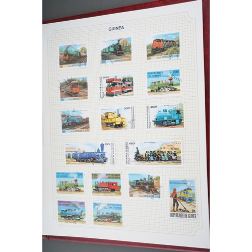 347 - A collection of 5 albums of stamps and first day covers, Worldwide, may locomotive themed, together ... 