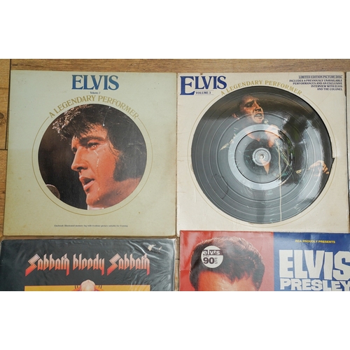 356 - 7 LP records including 5 Elvis Presley, 1 John Lennon and 1 Black Sabbath.