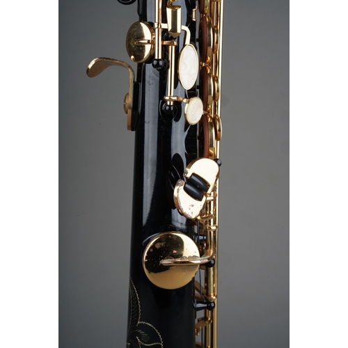 361 - A cased Opus Soprano saxophone, black lacquered and brass finish, some small areas of tarnish  rust ... 