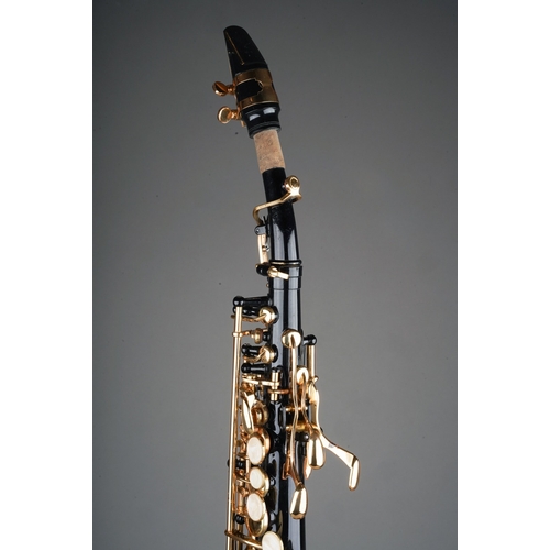 361 - A cased Opus Soprano saxophone, black lacquered and brass finish, some small areas of tarnish  rust ... 