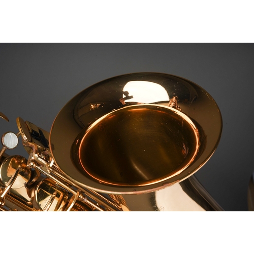 363 - A cased Buffet Evette Crampon brass alto saxophone, serial no.803473 R.O.C., areas of tarnish rust i... 