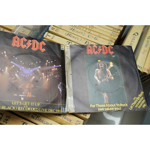 371 - Ex-DJ collection of 7 inch records in taped packs of mostly heavy metal, rock from the 70's and 80's... 