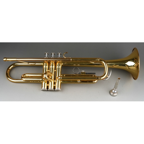 377 - A Yamaha trumpet , model YTR 1335, 40689, mouth piece present, in fitted case, approx 49cm long with... 