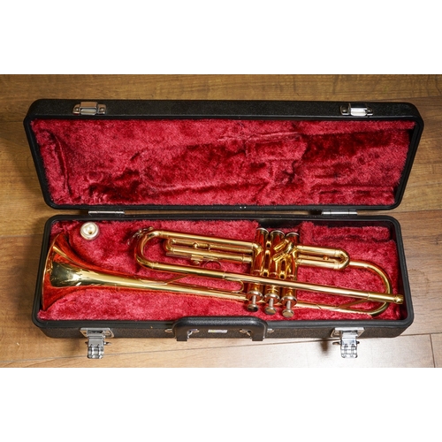 377 - A Yamaha trumpet , model YTR 1335, 40689, mouth piece present, in fitted case, approx 49cm long with... 