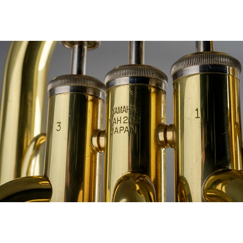 378 - A Yamaha YAH202 brass tuba, serial number 009719, with separate mouthpiece, in fitted case, approx 5... 