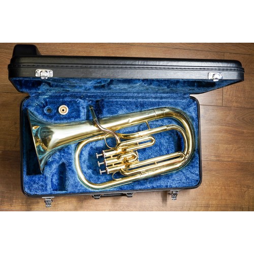 378 - A Yamaha YAH202 brass tuba, serial number 009719, with separate mouthpiece, in fitted case, approx 5... 