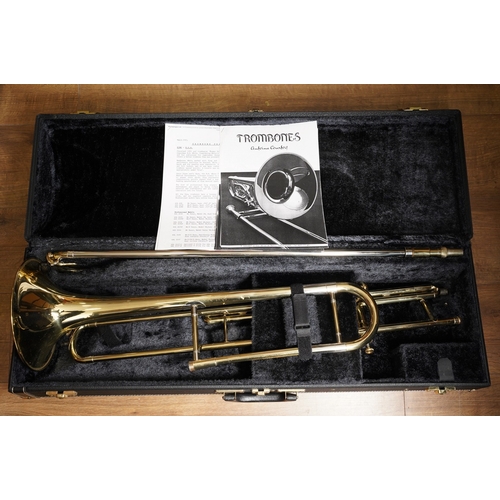 379 - Antoine Courfoil - A Courtois Paris brass Trombone serial no 86755, the bell 8.75