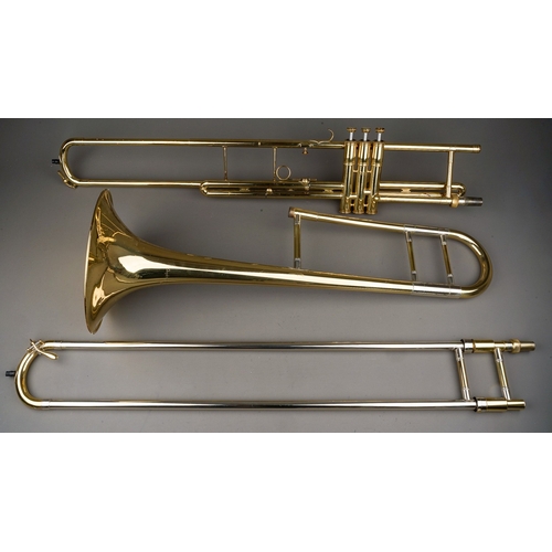 379 - Antoine Courfoil - A Courtois Paris brass Trombone serial no 86755, the bell 8.75