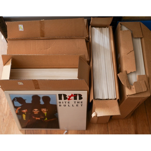 382 - Five cardboard cases of Bite the Bullet LPs from Jet Records, over 90 in total.