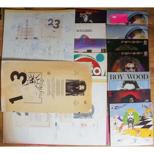 383 - GLAM ROCK; A collection of Roy Wood / Jet Records album art work and eleven Roy Wood LPs, the lot co... 