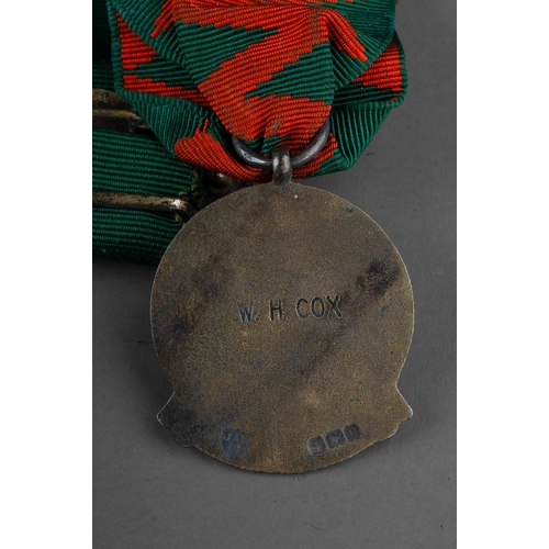 399 - A set of two WWI medals and other ribbons, medallions and bars, including safe driving, together wit... 