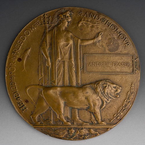 401 - A WWI Memorial Plaque Death Penny to Andrew Fraser