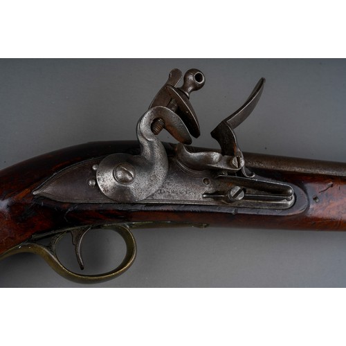 405 - A 19th century flint lock pistol stamped D. Egg, proof marks to barrel, brass mounted walnut stock w... 