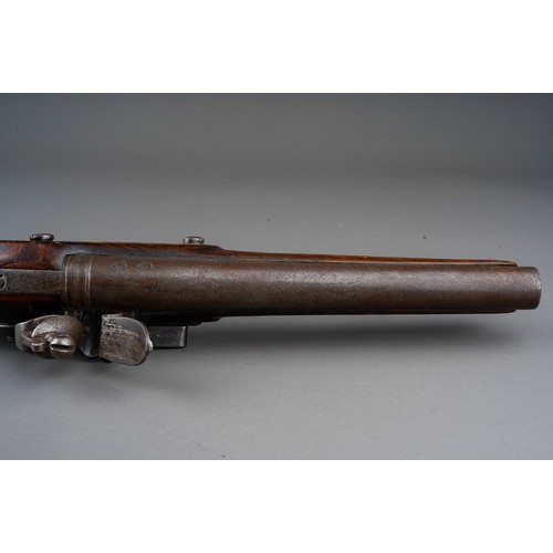 405 - A 19th century flint lock pistol stamped D. Egg, proof marks to barrel, brass mounted walnut stock w... 