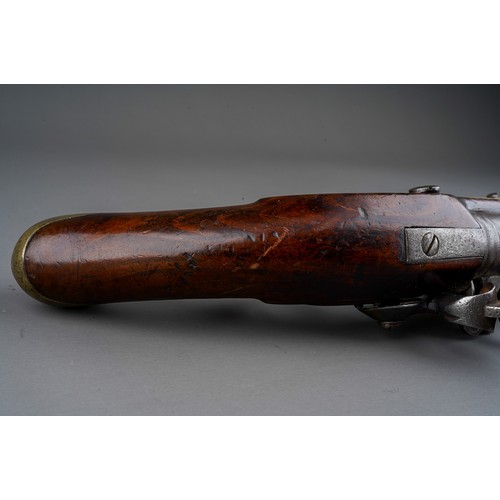 405 - A 19th century flint lock pistol stamped D. Egg, proof marks to barrel, brass mounted walnut stock w... 