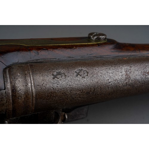 405 - A 19th century flint lock pistol stamped D. Egg, proof marks to barrel, brass mounted walnut stock w... 