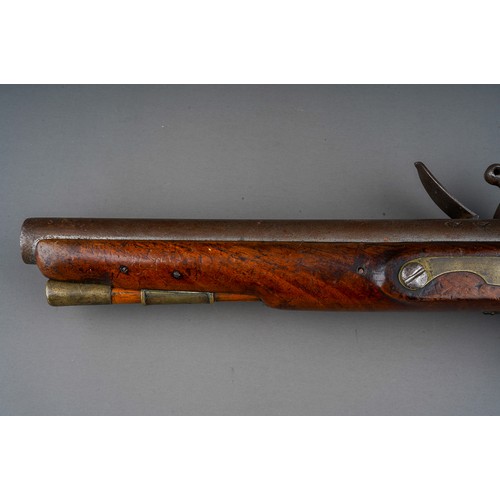 405 - A 19th century flint lock pistol stamped D. Egg, proof marks to barrel, brass mounted walnut stock w... 