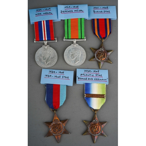 412 - Group of 5 medals to Able Seaman Leonard C Lawrence, Royal navy to include 1939-1945 Star, Atlantic ... 