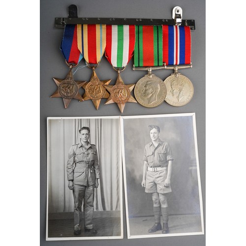 421 - WWII medal group to include: a 1939-1945 Star, Africa Star Italy Star, 1945-1946 War and Defence tog... 