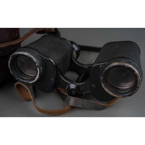 424 - Dienstglas military binoculars complete with case.