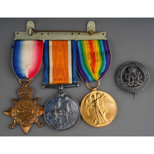 425 - WWI Trio of War, Victory and the 1914-1915 Star medals  awarded to 10530 PTE J.R.HIPKIN.S.GDS and a ... 