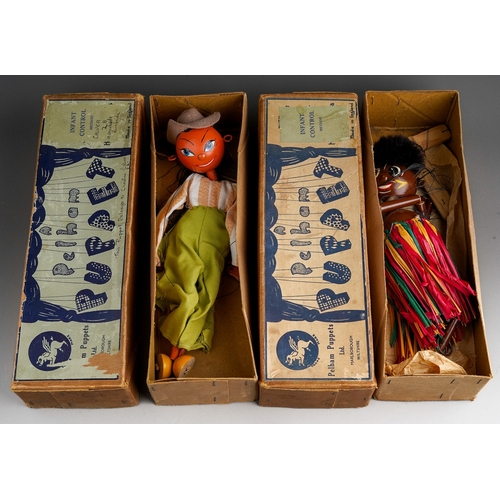 429 - Two vintage, circa 1950s, Pelham Puppets in original boxes to include: - Cowboy and Zumbo (Zulu Chie... 