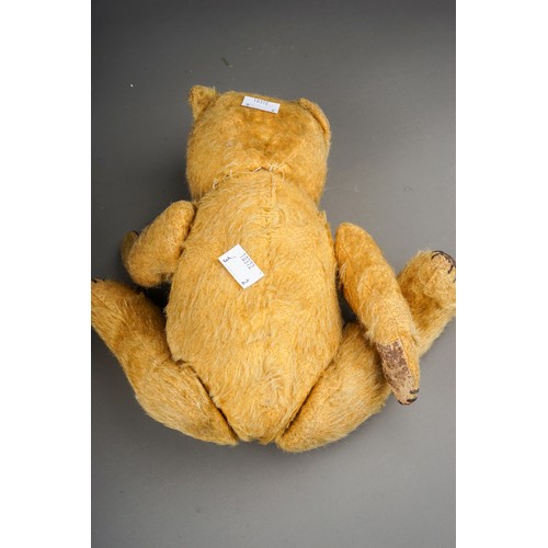 431 - Two vintage golden plush Teddy Bears, fully jointed with leather lined pads, glass eyes, one Teddy l... 