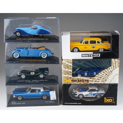 443 - Seven die cast 1:43 boxed model cars to include: IXO - Jaguar D Type Le Mans 1955; Lagonda LG6 Droph... 