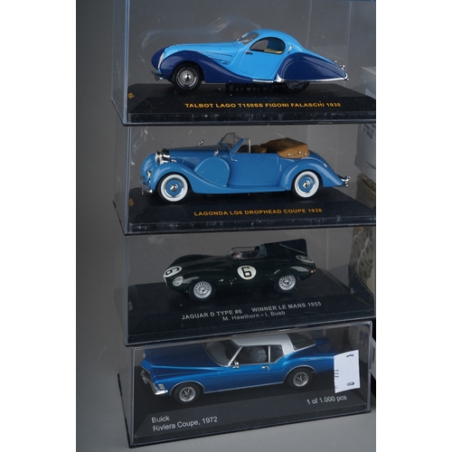 443 - Seven die cast 1:43 boxed model cars to include: IXO - Jaguar D Type Le Mans 1955; Lagonda LG6 Droph... 