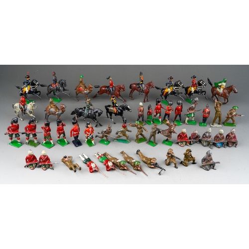 447 - Large collection of die cast cold painted Britain's and similar led army figures , including soldier... 