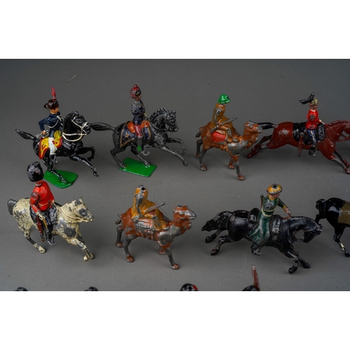 447 - Large collection of die cast cold painted Britain's and similar led army figures , including soldier... 