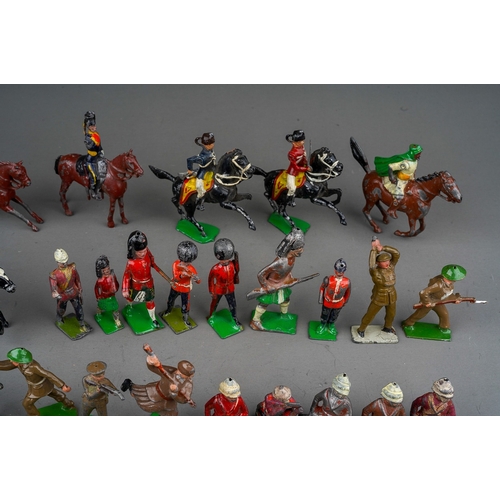 447 - Large collection of die cast cold painted Britain's and similar led army figures , including soldier... 