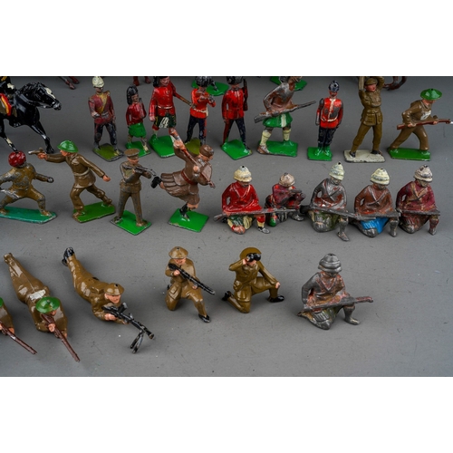 447 - Large collection of die cast cold painted Britain's and similar led army figures , including soldier... 