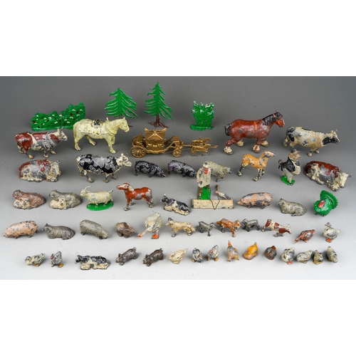 448 - Large collection of die cast cold painted Britain's and similar led farm animal figures ,together wi... 