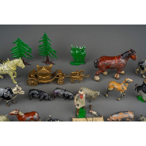 448 - Large collection of die cast cold painted Britain's and similar led farm animal figures ,together wi... 