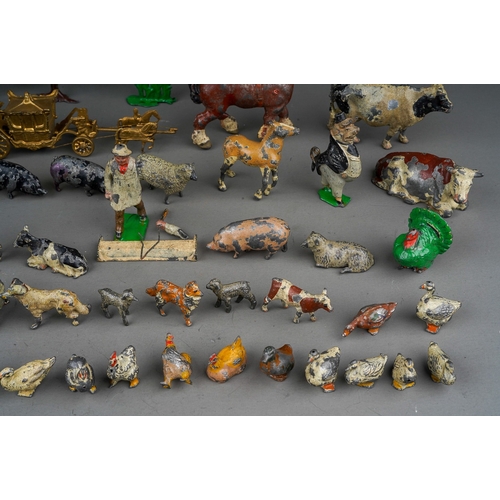 448 - Large collection of die cast cold painted Britain's and similar led farm animal figures ,together wi... 