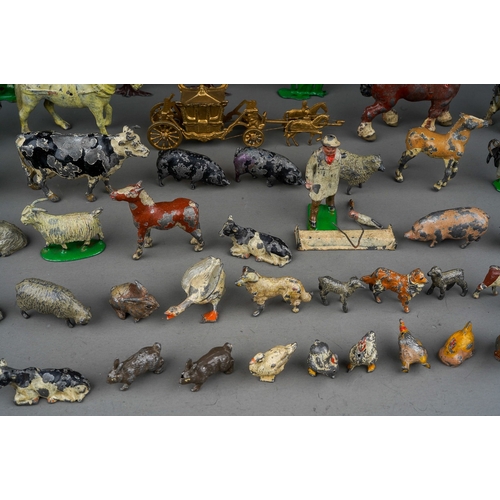 448 - Large collection of die cast cold painted Britain's and similar led farm animal figures ,together wi... 