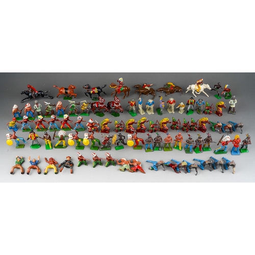 449 - A very large collection of die cast cold painted Britain's and similar led indians, cowboy and Abori... 