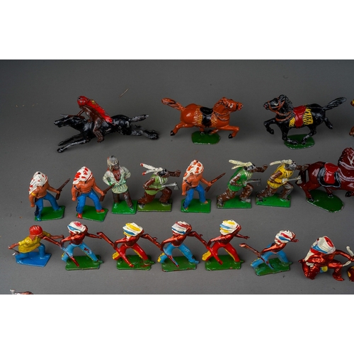 449 - A very large collection of die cast cold painted Britain's and similar led indians, cowboy and Abori... 