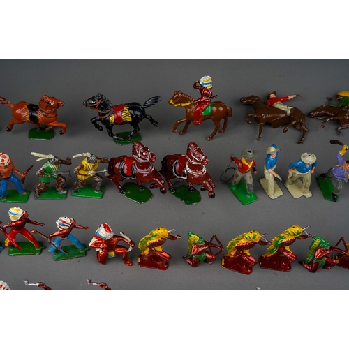 449 - A very large collection of die cast cold painted Britain's and similar led indians, cowboy and Abori... 