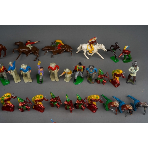 449 - A very large collection of die cast cold painted Britain's and similar led indians, cowboy and Abori... 