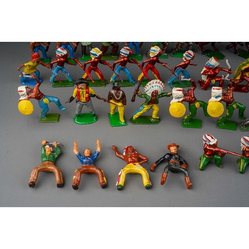 449 - A very large collection of die cast cold painted Britain's and similar led indians, cowboy and Abori... 