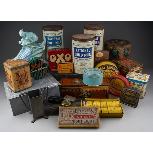 470 - Assorted collection of vintage tins including WWII interest  to include: three Ministry of Food issu... 