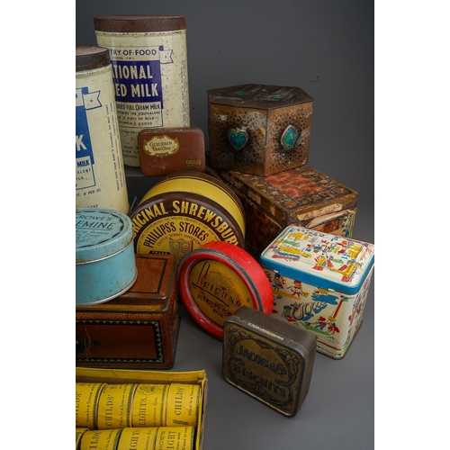 470 - Assorted collection of vintage tins including WWII interest  to include: three Ministry of Food issu... 