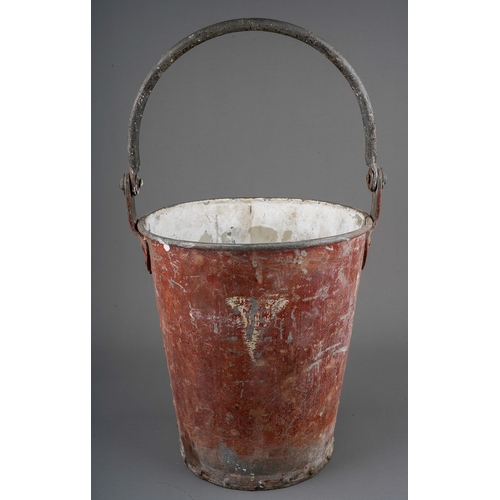 478 - A George V red painted Fire Bucket for SAND with swing handle (cover lacking), the bucket approx 24.... 