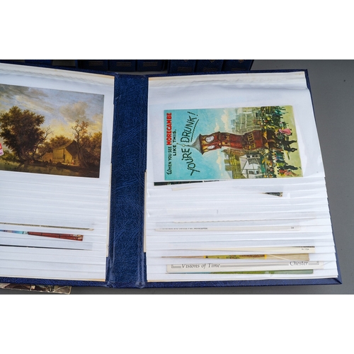 488 - Postcards, twelve albums containing a collection of saucy and holiday postcards, approximately two h... 