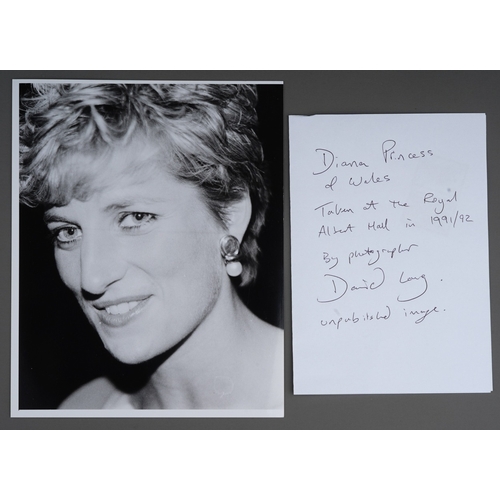 493 - Diana, Princess of Wales (1961-1997) a black and white image taken at The Royal Albert Hall, 1991/19... 