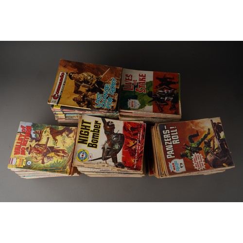 510 - Assorted box of vintage war comics and others to incluede: Lion Picture Library (The Devil to Pay), ... 